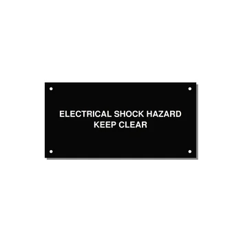 6.0x3.0" Electrical Safety Label - ELECTRICAL SHOCK HAZARD K — 6x3" White on Black, Holes