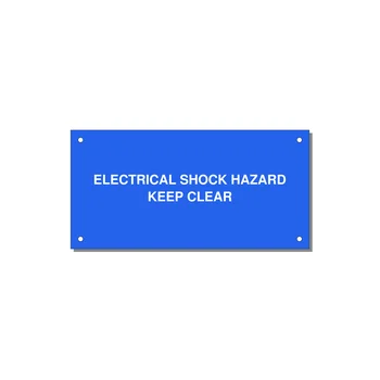 6.0x3.0" Electrical Safety Label - ELECTRICAL SHOCK HAZARD K — 6x3" White on Blue, Holes