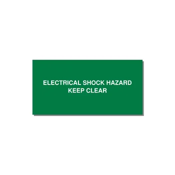 6.0x3.0" Electrical Safety Label - ELECTRICAL SHOCK HAZARD K — 6x3" White on Green, Adhesive
