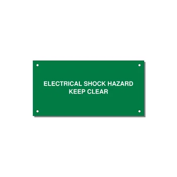6.0x3.0" Electrical Safety Label - ELECTRICAL SHOCK HAZARD K — 6x3" White on Green, Holes
