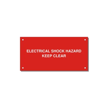 6.0x3.0" Electrical Safety Label - ELECTRICAL SHOCK HAZARD K — 6x3" White on Red, Holes