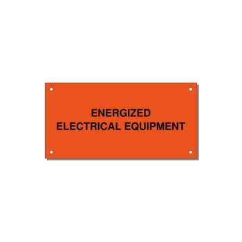 6.0x3.0" Electrical Safety Label - ENERGIZED ELECTRICAL EQUI — 6x3" Black on Orange, Holes
