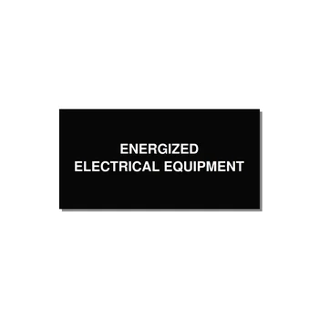 6.0x3.0" Electrical Safety Label - ENERGIZED ELECTRICAL EQUI — 6x3" White on Black, Adhesive