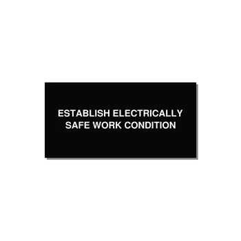 6.0x3.0" Electrical Safety Label - ESTABLISH ELECTRICALLY SA — 6x3" White on Black, Adhesive