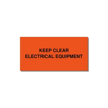 6.0x3.0" Electrical Safety Label - KEEP CLEAR ELECTRICAL EQU — 6x3" Black on Orange, Adhesive