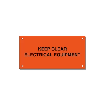 6.0x3.0" Electrical Safety Label - KEEP CLEAR ELECTRICAL EQU — 6x3" Black on Orange, Holes