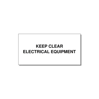 6.0x3.0" Electrical Safety Label - KEEP CLEAR ELECTRICAL EQU — 6x3" Black on White, Adhesive