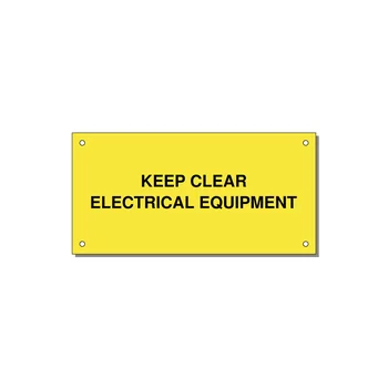 6.0x3.0" Electrical Safety Label - KEEP CLEAR ELECTRICAL EQU — 6x3" Black on Yellow, Holes