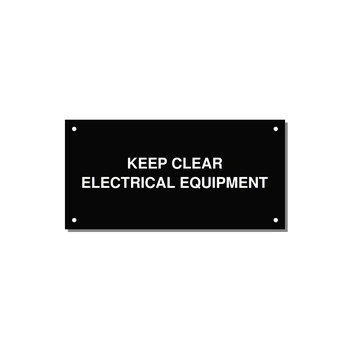 6.0x3.0" Electrical Safety Label - KEEP CLEAR ELECTRICAL EQU — 6x3" White on Black, Holes