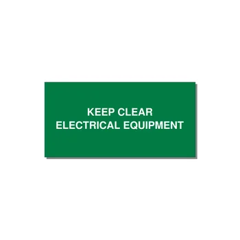 6.0x3.0" Electrical Safety Label - KEEP CLEAR ELECTRICAL EQU — 6x3" White on Green, Adhesive