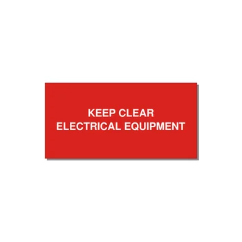 6.0x3.0" Electrical Safety Label - KEEP CLEAR ELECTRICAL EQU — 6x3" White on Red, Adhesive