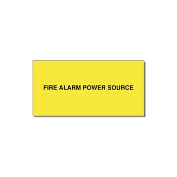 6.0x3.0" Fire Safety Label - FIRE ALARM POWER SOURCE — 6x3" Black on Yellow, Adhesive