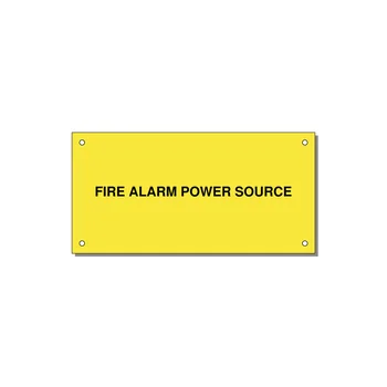 6.0x3.0" Fire Safety Label - FIRE ALARM POWER SOURCE — 6x3" Black on Yellow, Holes