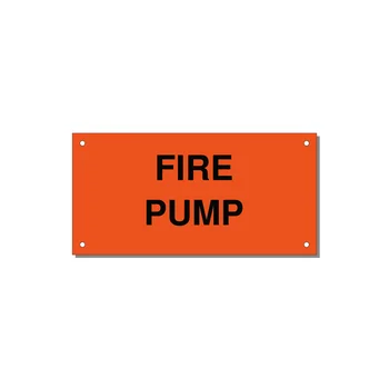 6.0x3.0" Fire Safety Label - FIRE PUMP — 6x3" Black on Orange, Holes