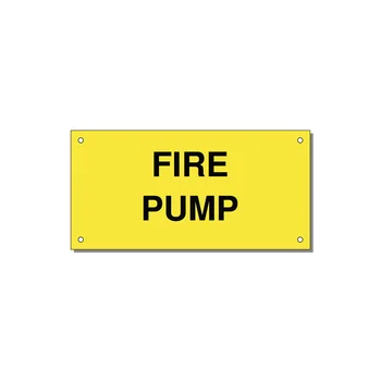 6.0x3.0" Fire Safety Label - FIRE PUMP — 6x3" Black on Yellow, Holes