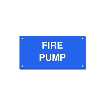 6.0x3.0" Fire Safety Label - FIRE PUMP — 6x3" White on Blue, Holes