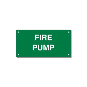6.0x3.0" Fire Safety Label - FIRE PUMP — 6x3" White on Green, Holes