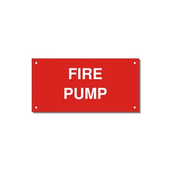 6.0x3.0" Fire Safety Label - FIRE PUMP — 6x3" White on Red, Holes