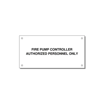 6.0x3.0" Fire Safety Label - FIRE PUMP CONTROLLER AUTH — 6x3" Black on White, Holes