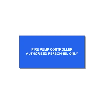 6.0x3.0" Fire Safety Label - FIRE PUMP CONTROLLER AUTH — 6x3" White on Blue, Adhesive