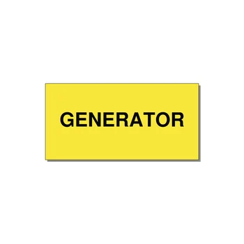 6.0x3.0" Generator Equipment Label - GENERATOR — 6x3" Black on Yellow, Adhesive