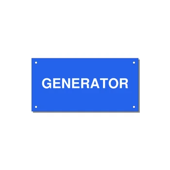 6.0x3.0" Generator Equipment Label - GENERATOR — 6x3" White on Blue, Holes