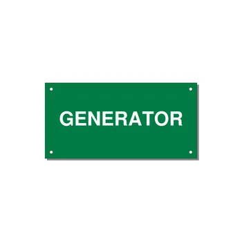 6.0x3.0" Generator Equipment Label - GENERATOR — 6x3" White on Green, Holes