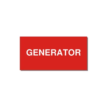 6.0x3.0" Generator Equipment Label - GENERATOR — 6x3" White on Red, Adhesive