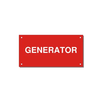 6.0x3.0" Generator Equipment Label - GENERATOR — 6x3" White on Red, Holes