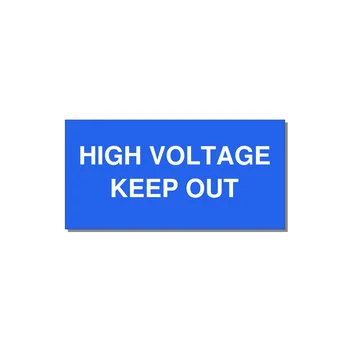 6.0x3.0" High Voltage Warning Sign - HIGH VOLTAGE KEEP OUT — 6x3" White on Blue, Adhesive