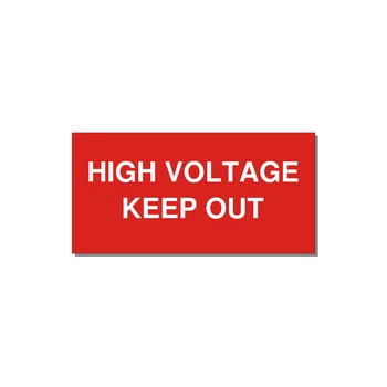 6.0x3.0" High Voltage Warning Sign - HIGH VOLTAGE KEEP OUT — 6x3" White on Red, Adhesive
