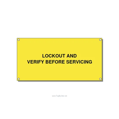 6.0x3.0" Lockout Tagout Label - LOCKOUT AND VERIFY BEFORE, Black/Yellow, Holes thumbnail