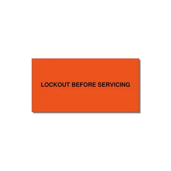 6.0x3.0" Lockout Tagout Label - LOCKOUT BEFORE SERVICING — 6x3" Black on Orange, Adhesive
