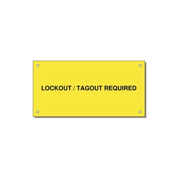 6.0x3.0" Lockout Tagout Label - LOCKOUT / TAGOUT REQUIRED — 6x3" Black on Yellow, Holes