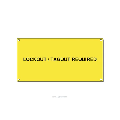 6.0x3.0" Lockout Tagout Label - LOCKOUT / TAGOUT REQUIRED, Black/Yellow, Holes thumbnail