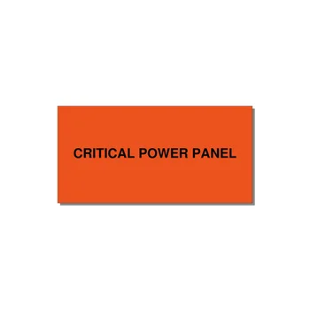 6.0x3.0" Panel Identification Label - CRITICAL POWER PANEL — 6x3" Black on Orange, Adhesive