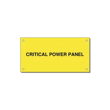 6.0x3.0" Panel Identification Label - CRITICAL POWER PANEL — 6x3" Black on Yellow, Holes