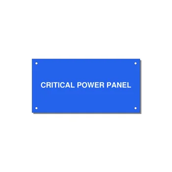 6.0x3.0" Panel Identification Label - CRITICAL POWER PANEL — 6x3" White on Blue, Holes