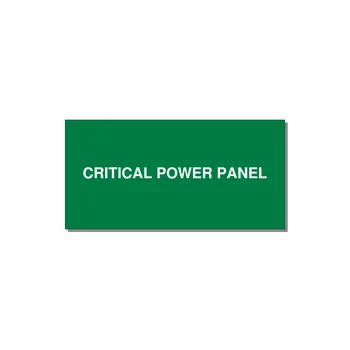 6.0x3.0" Panel Identification Label - CRITICAL POWER PANEL — 6x3" White on Green, Adhesive
