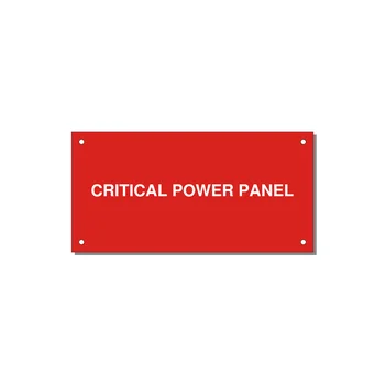 6.0x3.0" Panel Identification Label - CRITICAL POWER PANEL — 6x3" White on Red, Holes