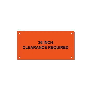 6.0x3.0" Safety Label - 36 INCH CLEARANCE REQUIRE — 6x3" Black on Orange, Holes
