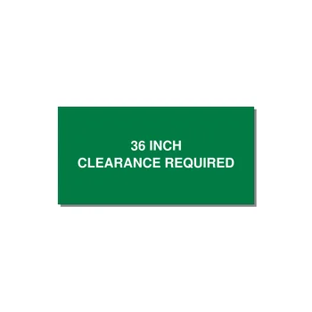 6.0x3.0" Safety Label - 36 INCH CLEARANCE REQUIRE — 6x3" White on Green, Adhesive