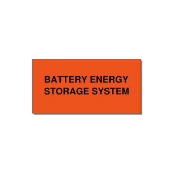 6.0x3.0" Safety Label - BATTERY ENERGY STORAGE SY — 6x3" Black on Orange, Adhesive