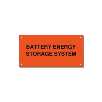 6.0x3.0" Safety Label - BATTERY ENERGY STORAGE SY — 6x3" Black on Orange, Holes