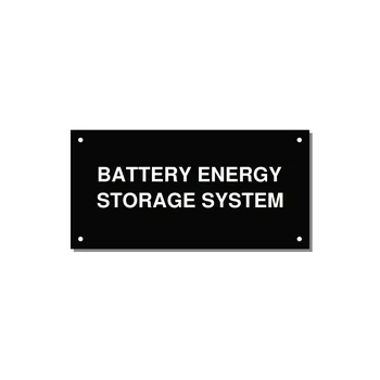 6.0x3.0" Safety Label - BATTERY ENERGY STORAGE SY — 6x3" White on Black, Holes