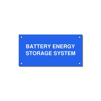 6.0x3.0" Safety Label - BATTERY ENERGY STORAGE SY — 6x3" White on Blue, Holes