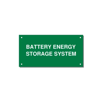 6.0x3.0" Safety Label - BATTERY ENERGY STORAGE SY — 6x3" White on Green, Holes