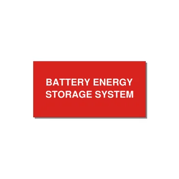 6.0x3.0" Safety Label - BATTERY ENERGY STORAGE SY — 6x3" White on Red, Adhesive