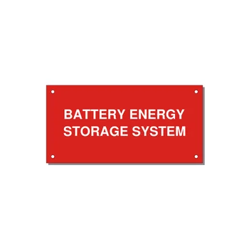 6.0x3.0" Safety Label - BATTERY ENERGY STORAGE SY — 6x3" White on Red, Holes