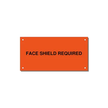 6.0x3.0" Safety Label - FACE SHIELD REQUIRED — 6x3" Black on Orange, Holes